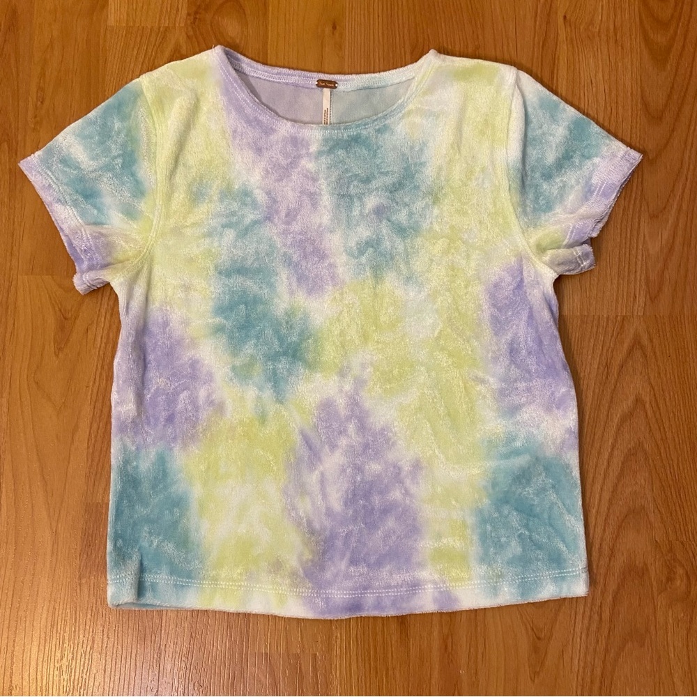 Free People Women’s Tie Dye Terry Cloth Crop Top Shirt XS